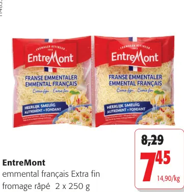 Offre: Emmental français Extra fin fromage râpé