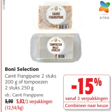 Promotie: Carré Frangipane of tompoezen