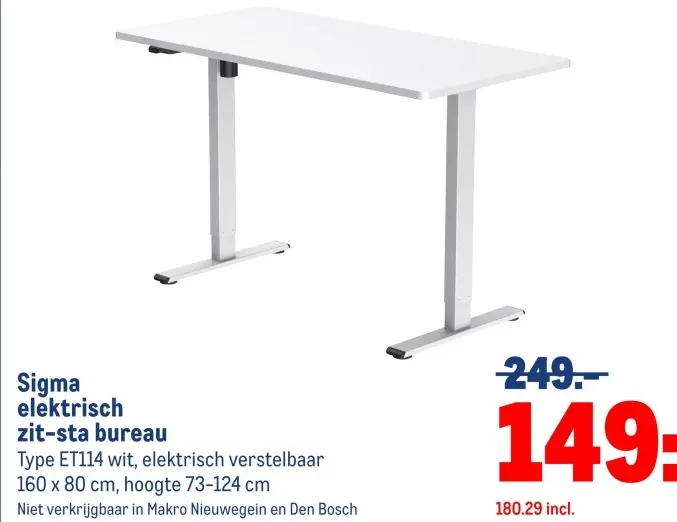 Aanbieding: Sigma elektrisch zit-sta bureau