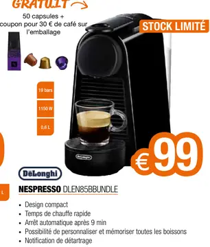 Offre: Nespresso dlen85bbundle