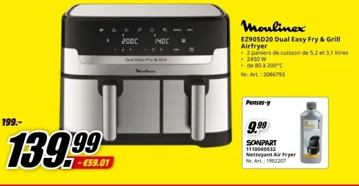 Offre: EZ905D20 Dual Easy Fry & Grill Airfryer