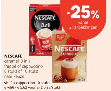 Offre: NESCAFÉ caramel, 3 in 1, frappé of cappuccino