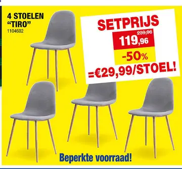 Aanbieding: 4 stoelen "tiro"