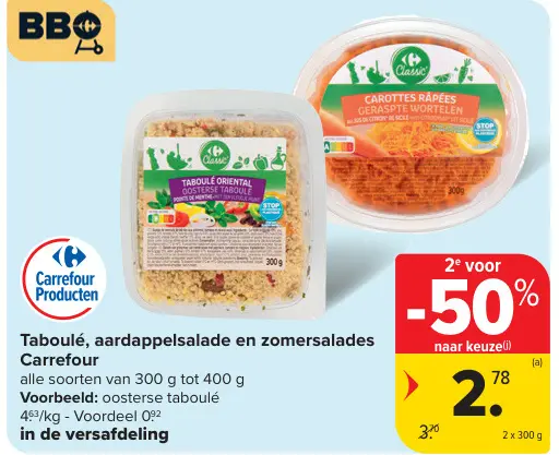 Promotie: Taboulé, aardappelsalade en zomersalades