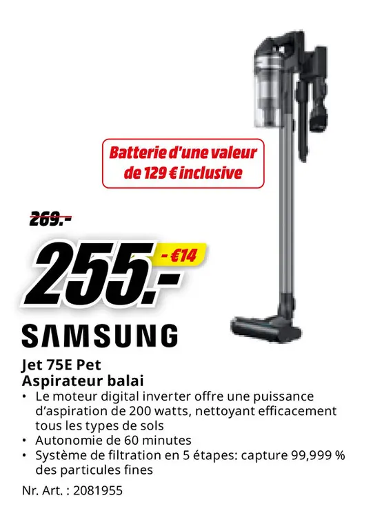 Offre: Jet 75E Pet Aspirateur balai