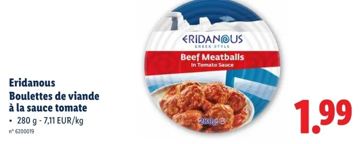 Offre: Boulettes de viande à la sauce tomate