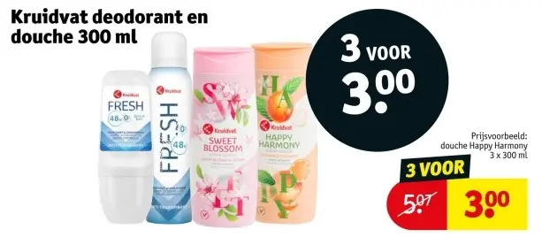 Aanbieding: Kruidvat deodorant en douche