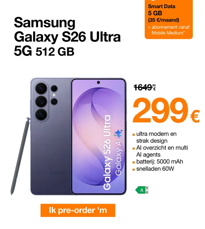 Promotie: Galaxy S26 Ultra 5G 512 GB