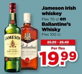 Aanbieding: Jameson Irish whiskey en Ballantine's Whisky