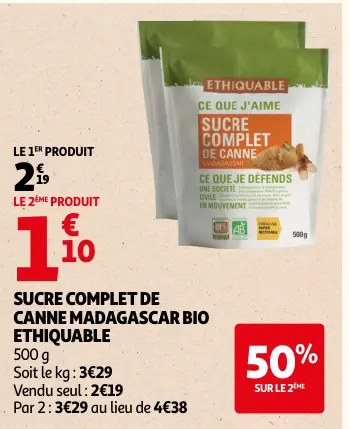 Promotie: Sucre complet de canne madagascar bio