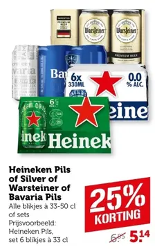 Aanbieding: Heineken Pils of Silver of Warsteiner of Bavaria pils