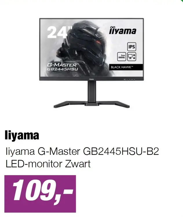 Aanbieding: Iiyama G-Master GB2445HSU-B2 LED-monitor Zwart