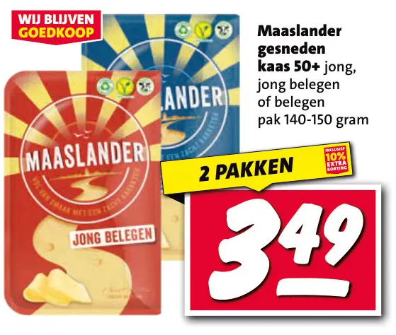 Aanbieding: Maaslander gesneden kaas 50+ jong, jong belegen