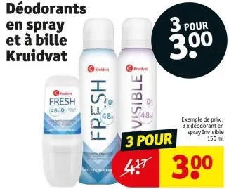 Offre: Déodorants en spray et à bille