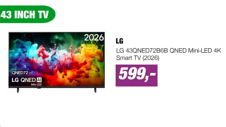 Aanbieding: LG 43QNED72B6B QNED Mini‑LED 4K Smart TV (2026)