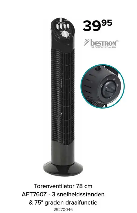Promotie: Bestron Torenventilator - 78cm - Zwart