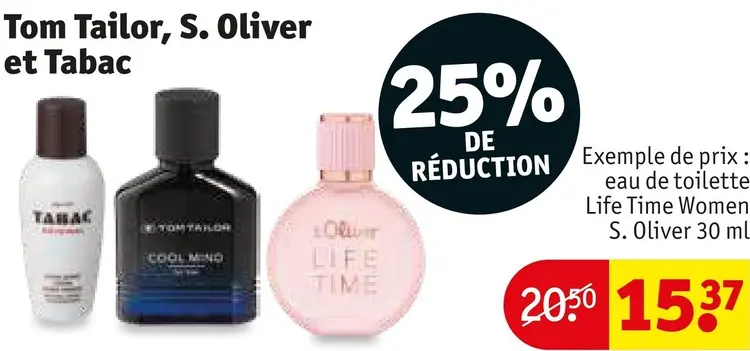 Offre: Parfums Tom Tailor, S. Oliver et Tabac