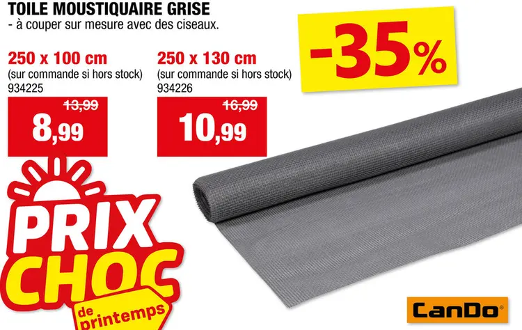 Offre: CanDo toile moustiquaire 250x100cm gris