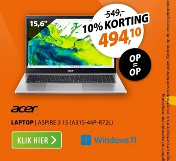 Aanbieding: Laptop aspire 3 15