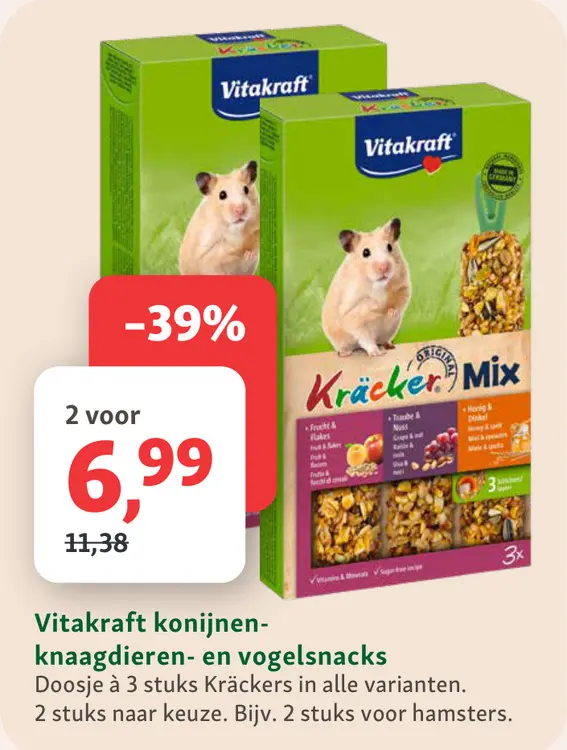 Aanbieding: Vitakraft konijnen- knaagdieren- en vogelsnac