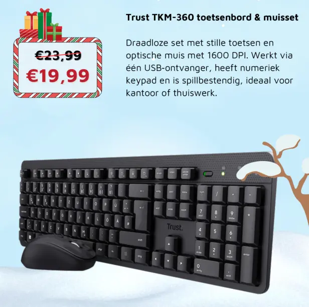 Aanbieding: Trust TKM-360 toetsenbord & muisset