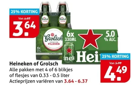 Aanbieding: Heineken of Grolsch