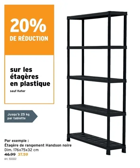 Offre: Étagère de rangement Handson noire