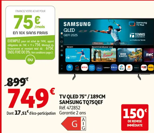 Offre: Tv qled 75"/189cm