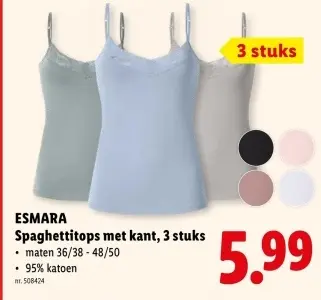 Promotie: Spaghettitops met kant