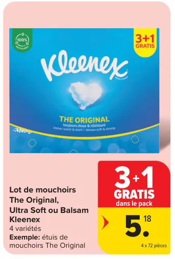 Offre: Lot de mouchoirs The Original, Ultra Soft ou  Balsam