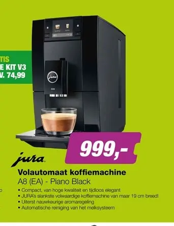 Aanbieding: JURA A8 Piano Black (EA) Volautomatische Koffiemachine