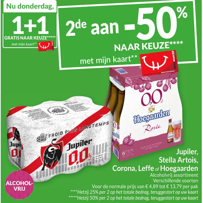 Promotie: Jupiler, Stella Artois, Corona, Leffe of Hoegaarden