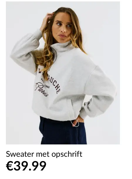 Promotie: Sweater met opschrift
