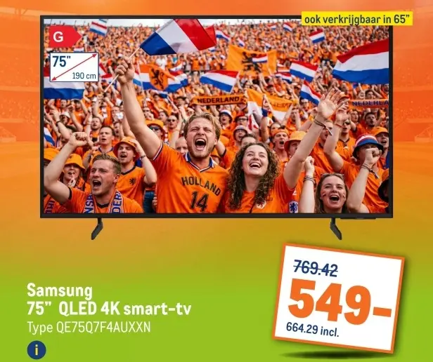 Aanbieding: 75" QLED 4K smart-tv