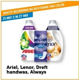 Aanbieding: Ariel, Lenor, Dreft handwas, Always