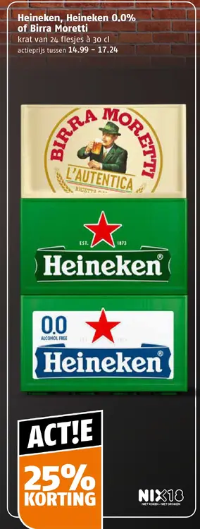 Aanbieding: Heineken, Heineken 0.0% of Birra Moretti
