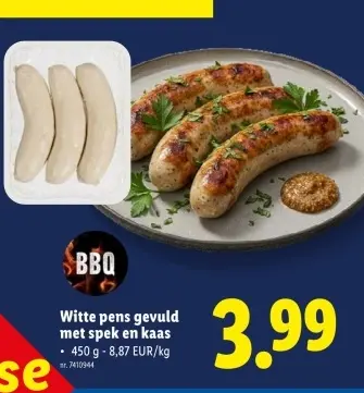 Promotie: Witte pens gevuld met spek en kaas