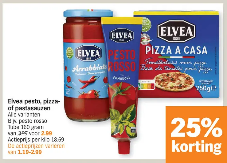 Aanbieding: Elvea pesto, pizza- of pastasauzen