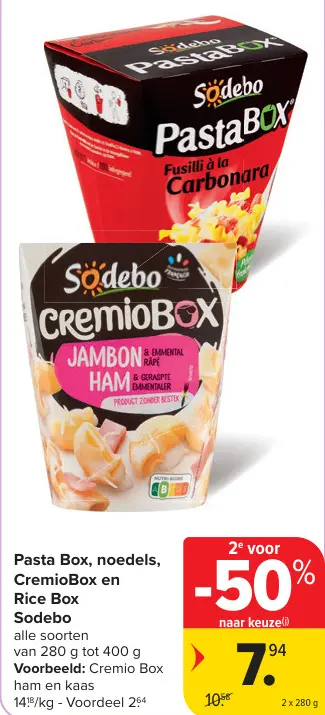 Promotie: Pasta Box, noedels, CremioBox en Rice Box