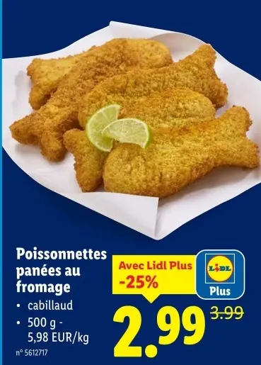Offre: Poissonnettes panées au fromage