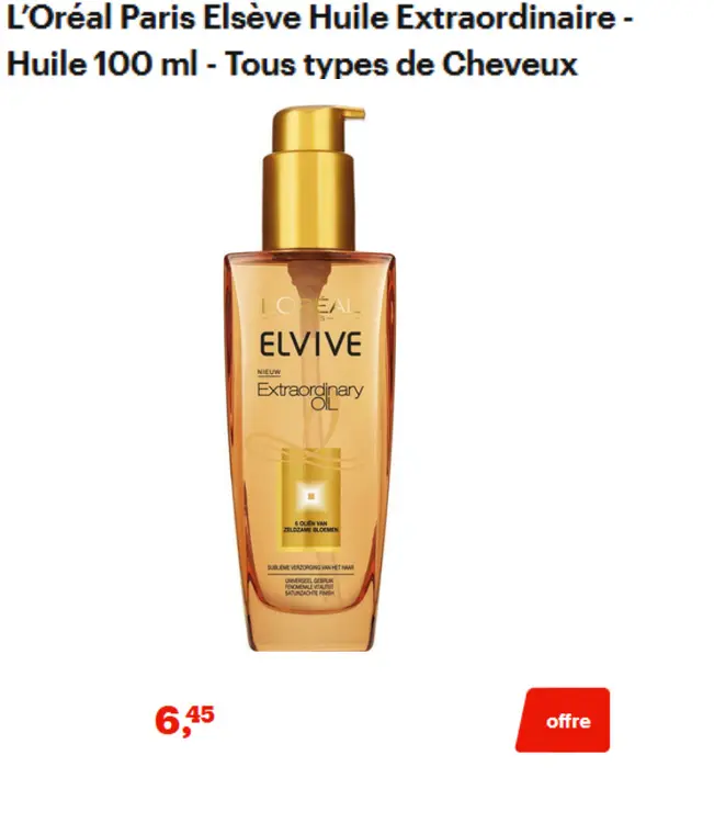 Offre: Elsève Huile Extraordinaire - Huile