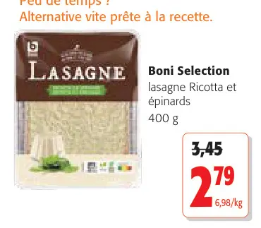 Offre: lasagne Ricotta et épinards