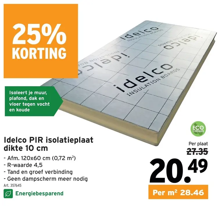 Promotie: Idelco PIR isolatieplaat dikte 10 cm