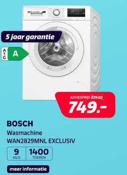 Aanbieding: Bosch Wasmachine WAN2829MNL EXCLUSIV