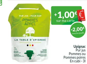Offre: Pur jus Pommes ou Pommes poires