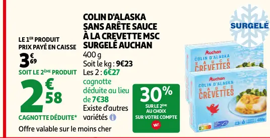 Promotie: Colin d'alaska sans arête sauce à la crevette