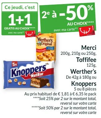 Offre: Merci, Toffifee, Werther's, Knoppers