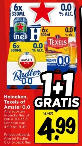 Aanbieding: Heineken, Texels or Amstel 0.0