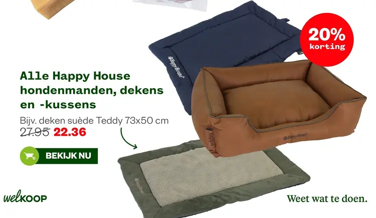 Aanbieding: Happy House Hondenmanden, dekens en -kussens