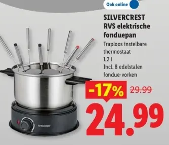 Aanbieding: RVS elektrische fonduepan